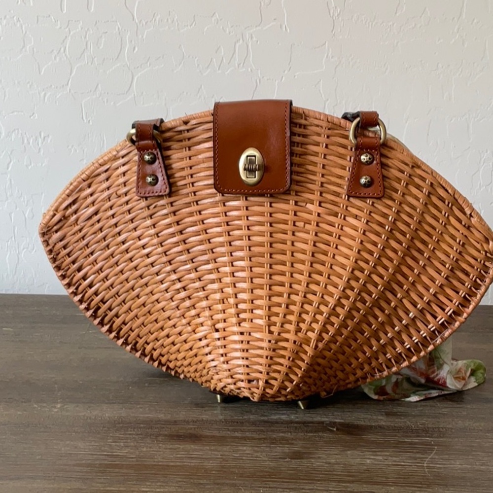 Patricia Nash Brown Woven Shell  Shoulder Bag
